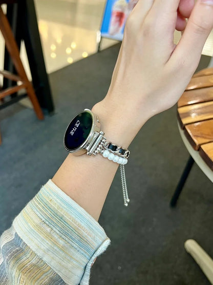 Samsung Galaxy Watch 7, 6, 5, 4 & FE Women's Pearl Chain Bracelet