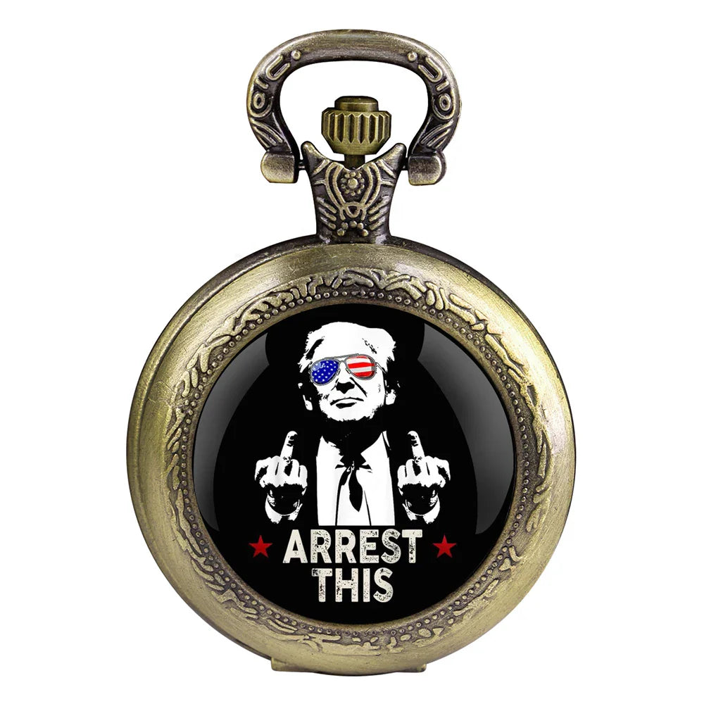 Trump Victory Pendant Quartz Pocket Watch Souvenir