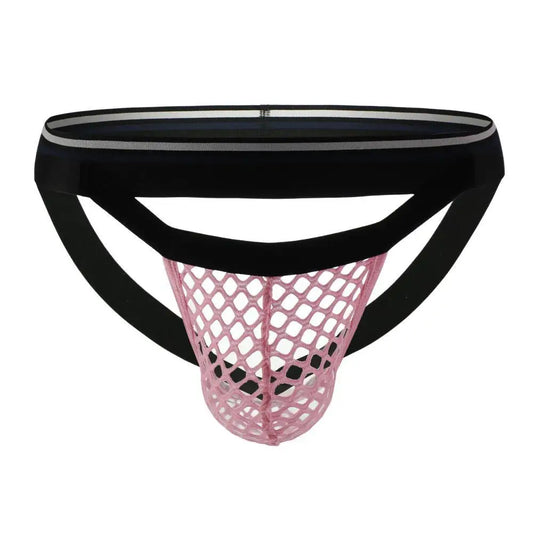 Men Jockstrap Underwear Underpants Sexy Transparent Mesh Thongs G string T-back Panties Breathable Briefs for Man