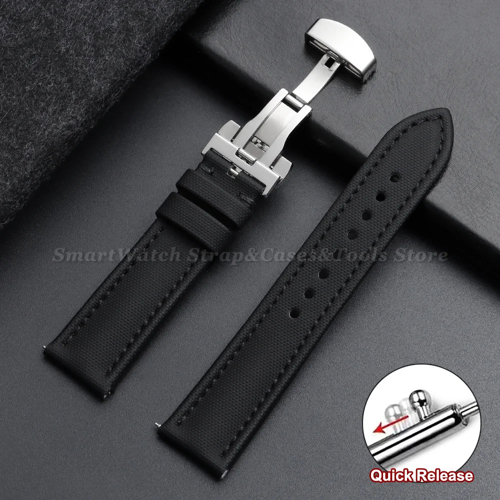 Samsung Galaxy Watch 7, 6, 5, 4 & FE Sailcloth Band with Butterfly Clasp