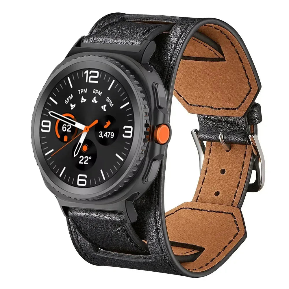 Samsung Galaxy Watch8, 9 & Ultra Leather Cuff Band