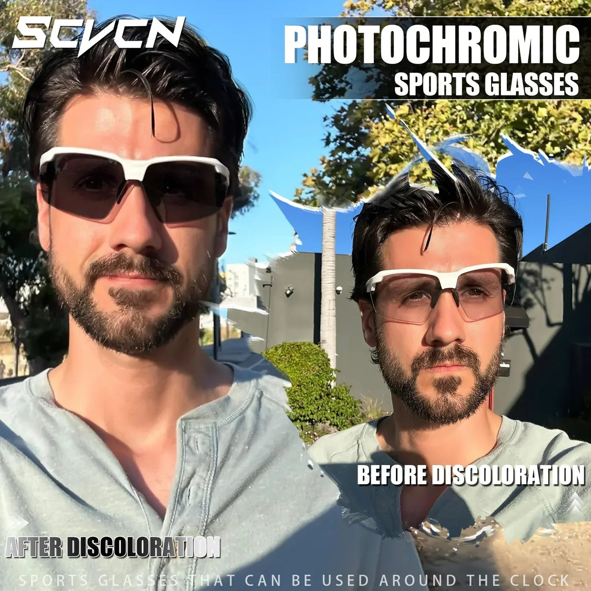 SCVCN Photochromic Glasses Cycling Sunglasses UV400 Hiking Goggles Men Outdoor Sports Glasses Women Driving Bicycle Bike Eyewear