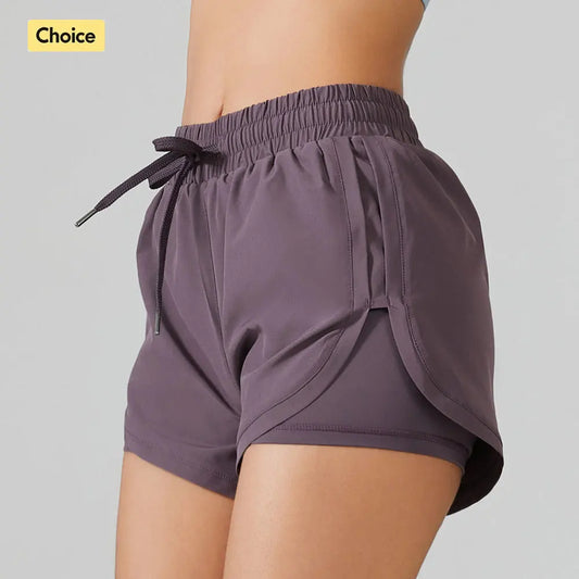 2-in-1 Women's Running Yoga Shorts with Compression Liner