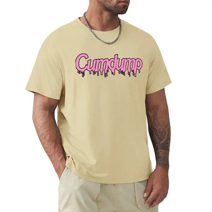 Cumdump Classic Crew Neck Cotton T-Shirt Men Women Beige