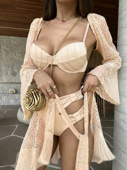Deanea Tassel three piece swimsuit