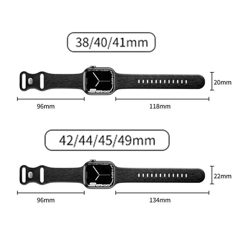 Apple Watch Silicone Band - Floral Engraved - Stylish Design
