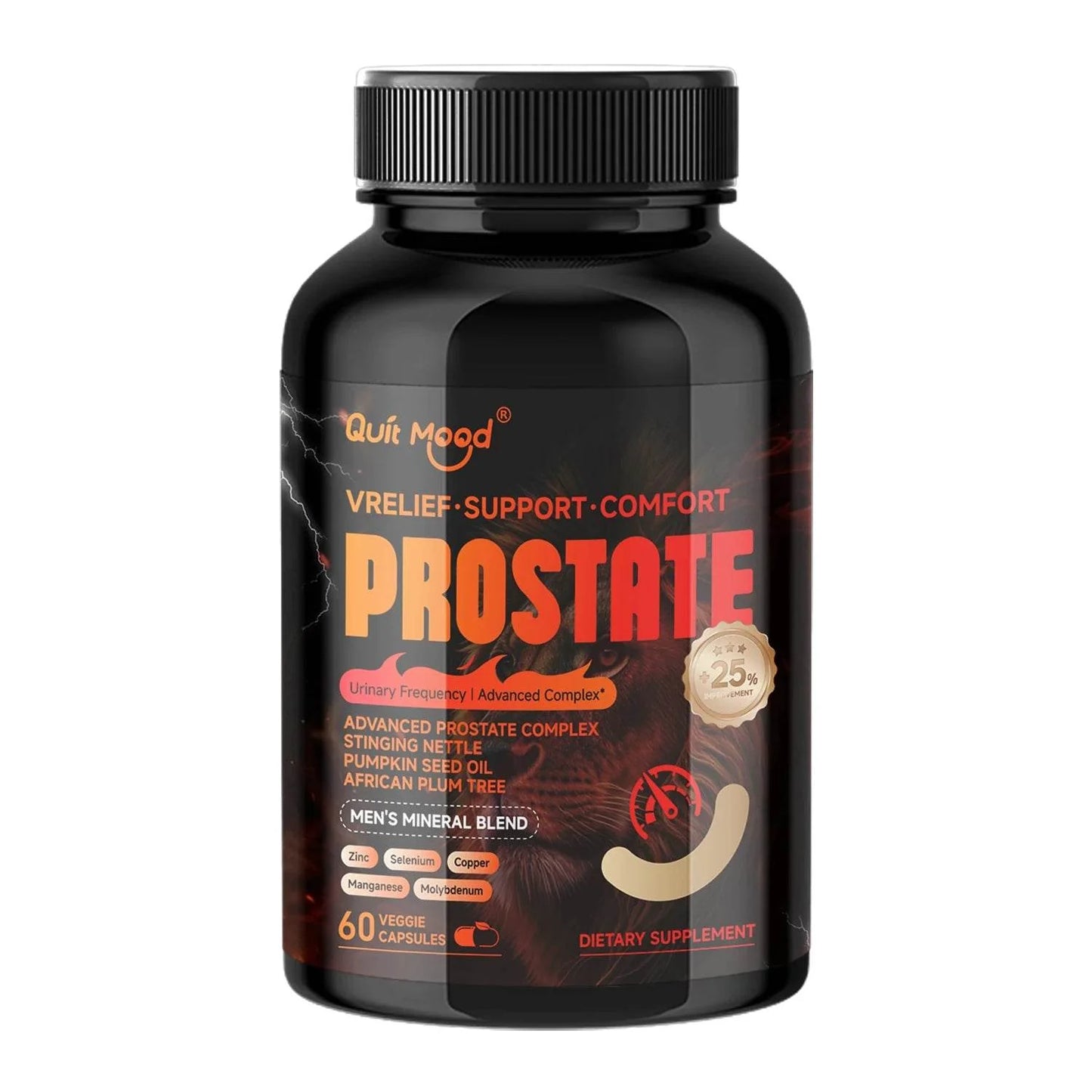 Quit mood - Advanced Prostate Support | Stinging Nettle, Pumpkin Seed Oil & African Plum Extract | 60 Caps - Men’s Health Focus