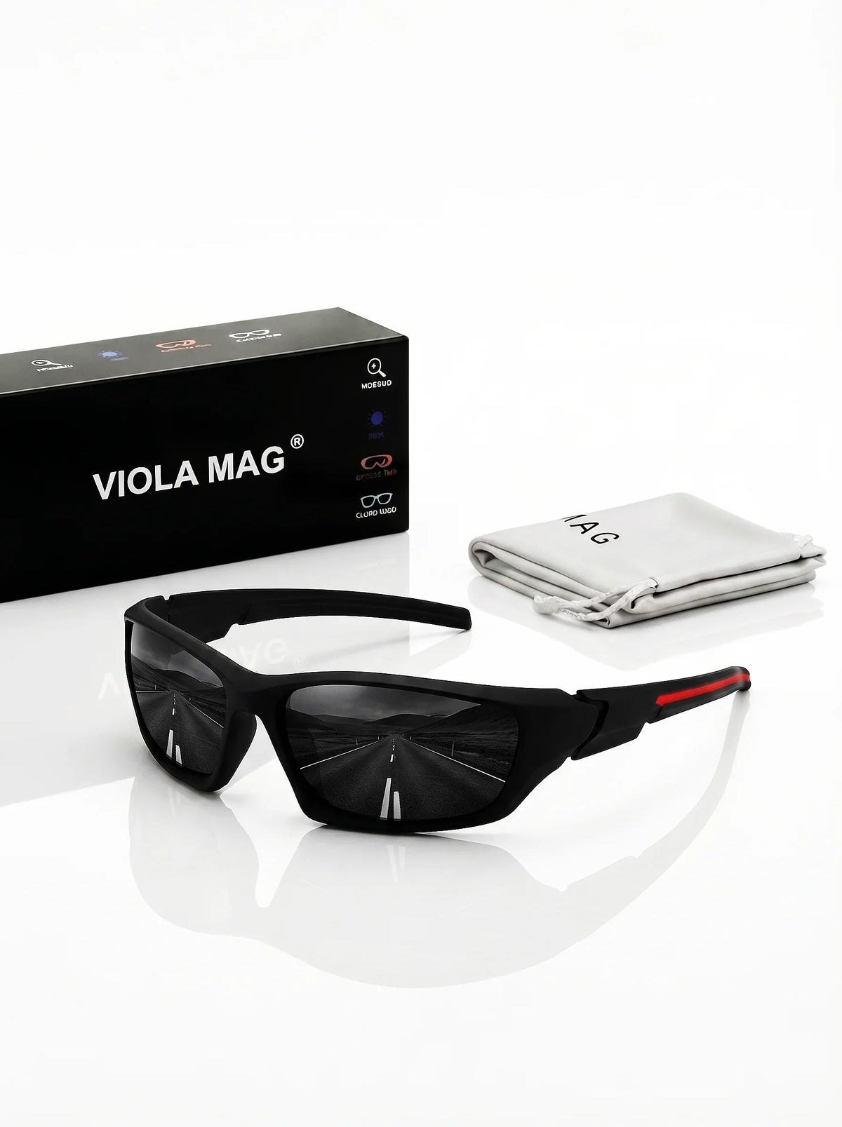 VIOLA MAG Premium  Sports Sunglasses, Ultra-Light TR90 Frame  Wrap Around Eyewear, Fashion Driving Fishing Shades with Luxury Ve