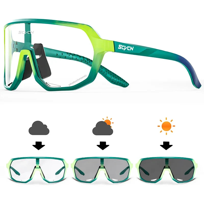 SCVCN Cycling Glasses UV400 Photochromic Sunglasses Men Sun Mountain Bike Road Bicycle Eyewear Sports Running MTB Cycle Gogg