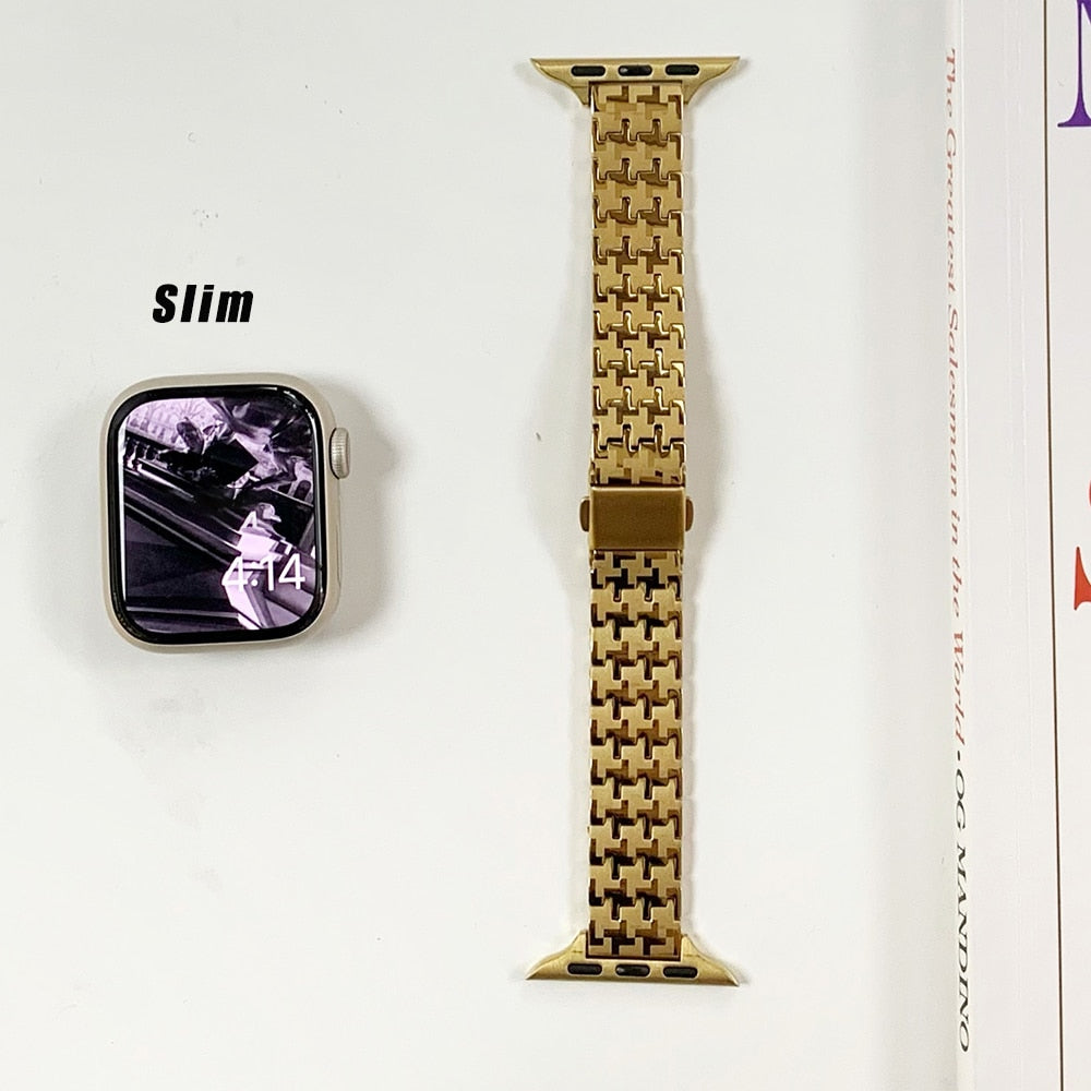Women Gold Wristband for Apple Watch Band Series 11/10/9/8/7/6/5/4/ SE / Ultra 1/2/3