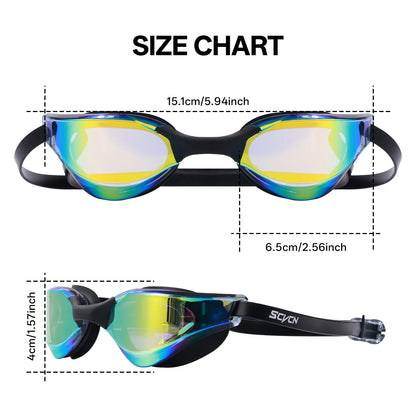 SCVCN New Men UV Protection Adjustable Adult Outdoor Swim Goggles Professional Female Swimming Electroplate Anti Fog Glasses