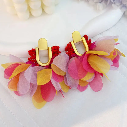 Handmade Cotton Long Tassel  Earrings