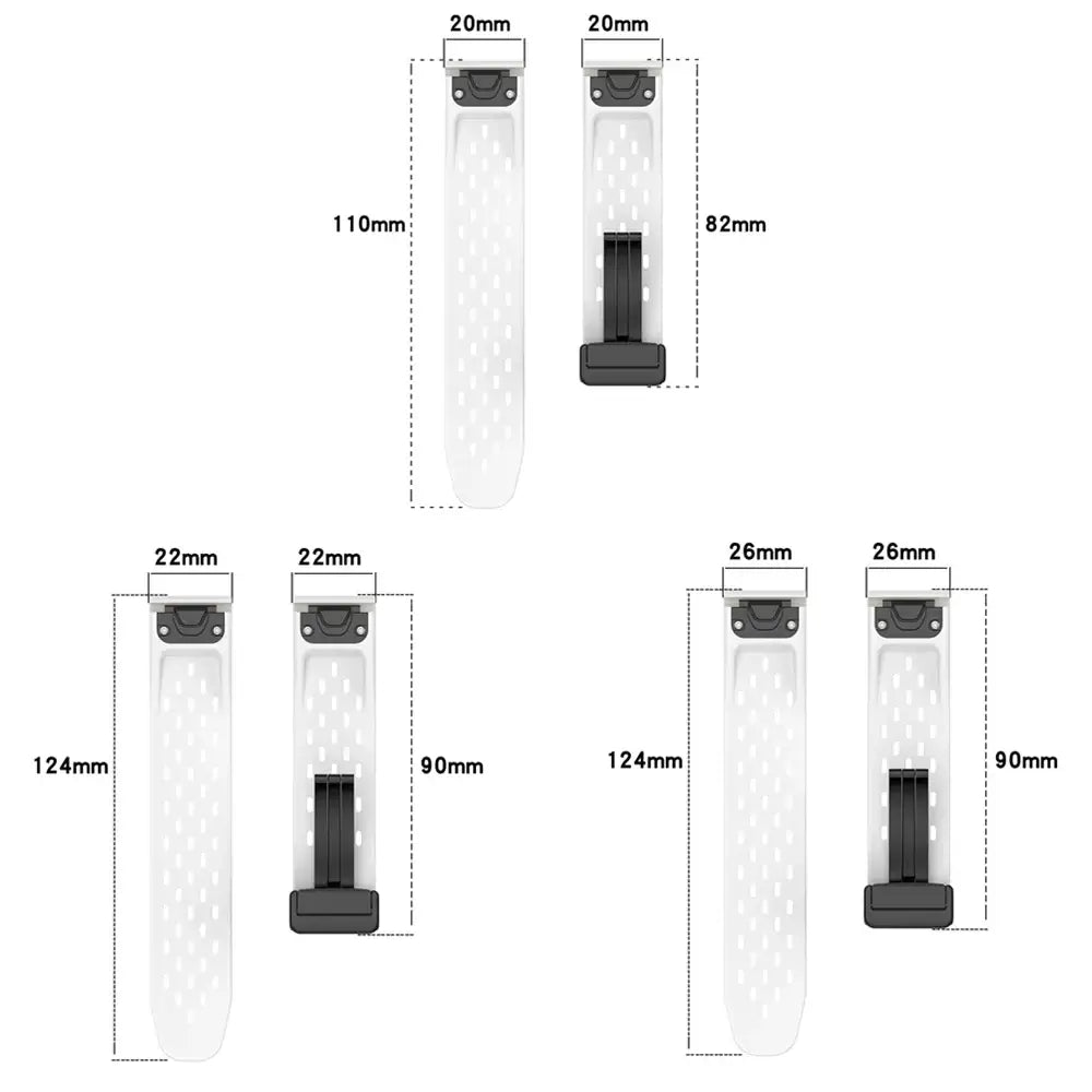 Garmin QuickFit 20/22/26mm Perforated Silicone Magnetic Clasp Band