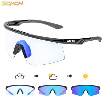 SCVCN Outdoor Photochromic Sunglasses Men Women Bicycl Cycling Glasses Sports MTB Driving Bike Eyewear Hiking UV400 Goggles New