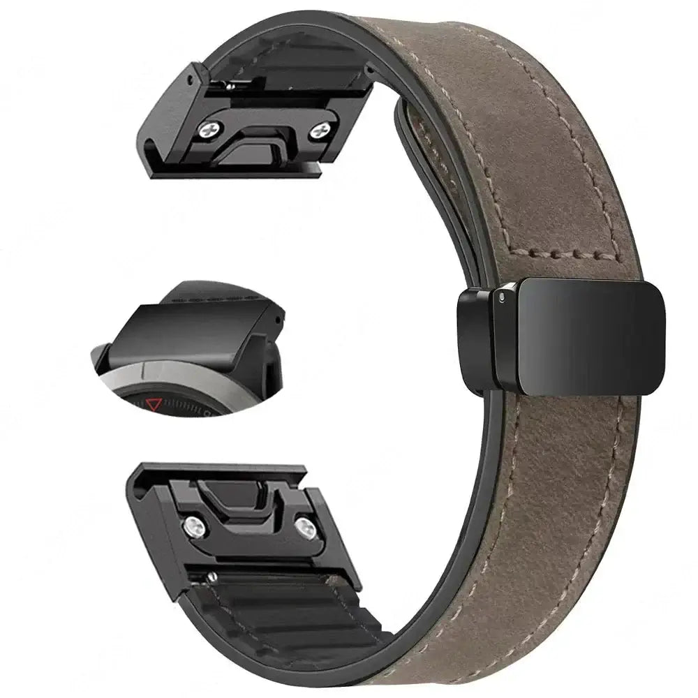 Garmin QuickFit 20/22/26mm Leather-Look Band with Magnetic Clasp