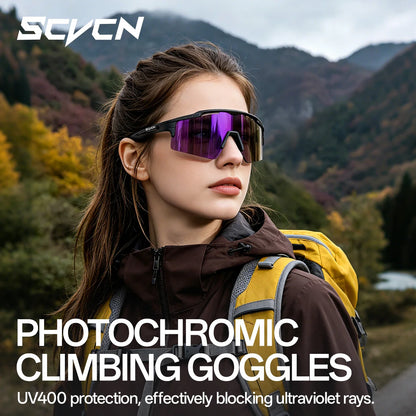 SCVCN Hiking Eyewear Women UV400 Photochromic Bike Riding Sunglasses Outdoor Men Sports MTB Goggles Running Climbing Hydrophobic