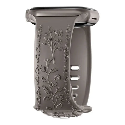 Apple Watch Silicone Band - Floral Engraved - Stylish Design
