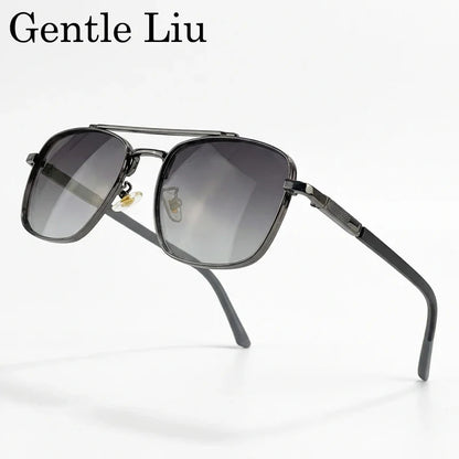 2026 Luxury Square Sunglasses Men Retro Double Bridge Metal Frame Driving Eyewear Vintage Sun Glasses For Male Outdoor Shades