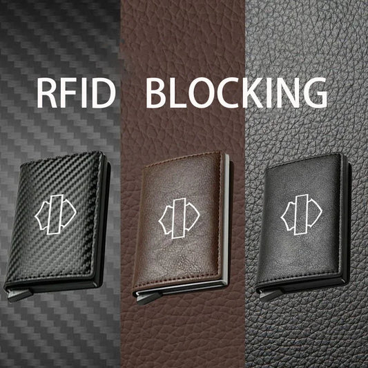 Leather/Carbon Fiber Card Holder RFID Blocking
