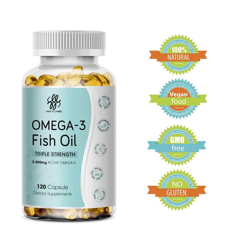 3600mg Triple Strength Omega 3  Fish Oil Supplement Rich EPA & DHA, Omega 3 Supplements for Heart, Brain & Immune Support