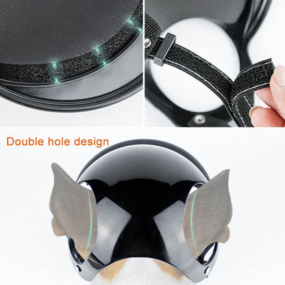 Cool Black Pet Dog Bicycle Safety Hat Adjustable Straps Helmets