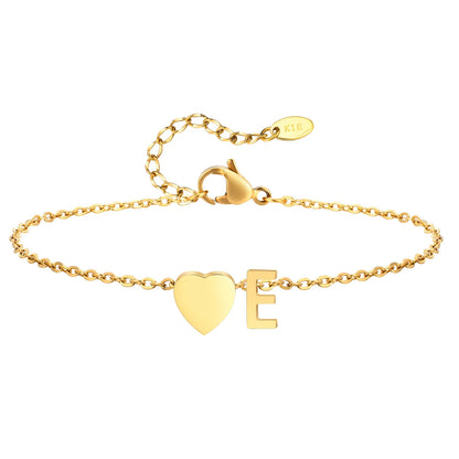 Women Heart Initial Stainless Steel Personalized Anklet Bracelets