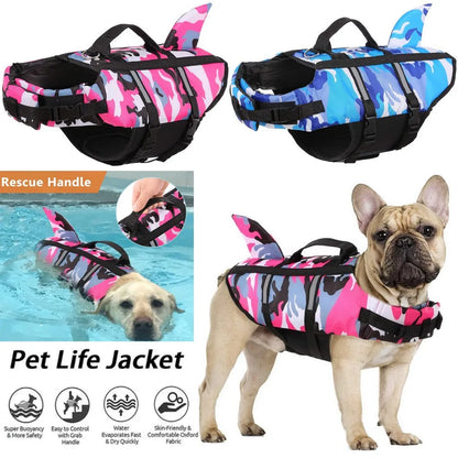Shark Fin Dog Life Vest - Camouflage Swimwear