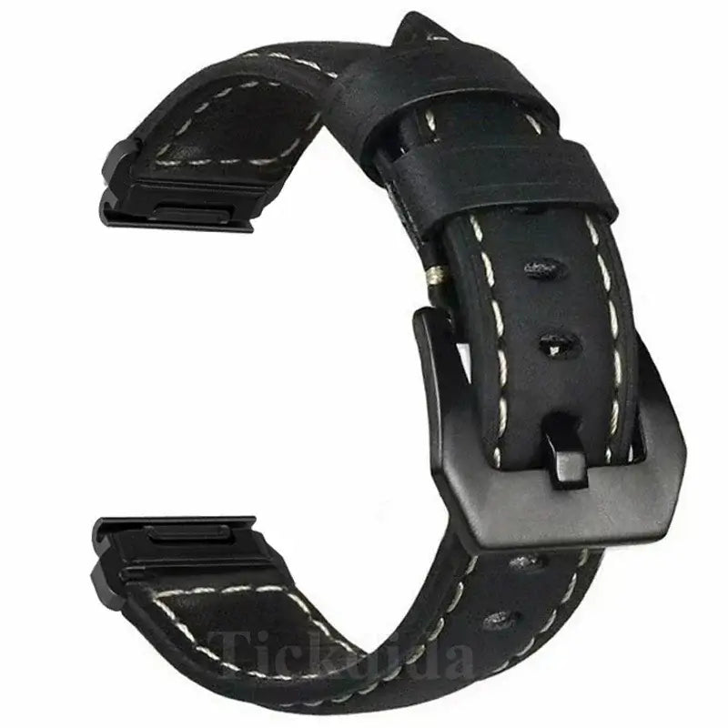 Garmin QuickFit 22/26mm Leather Band with Contrast Stitching