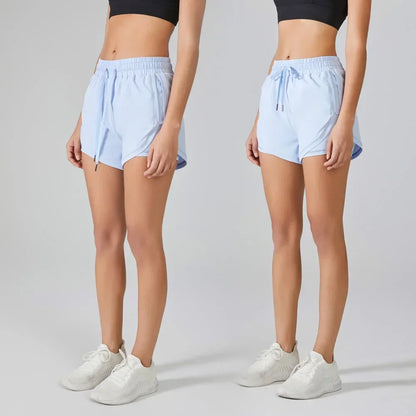2-in-1 Women's Running Yoga Shorts with Compression Liner