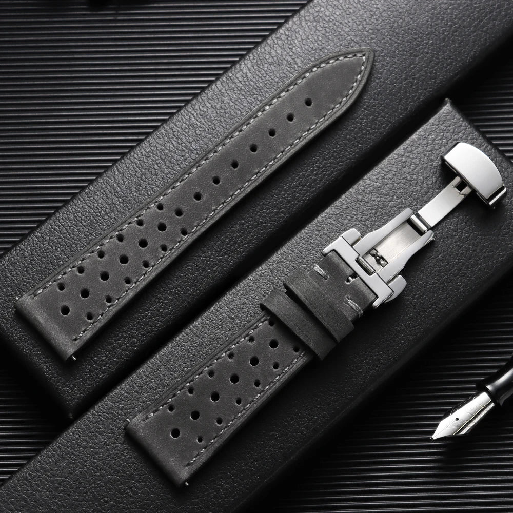 Samsung Galaxy Watch 7, 6, 5, 4 & FE Perforated Racing Leather Band