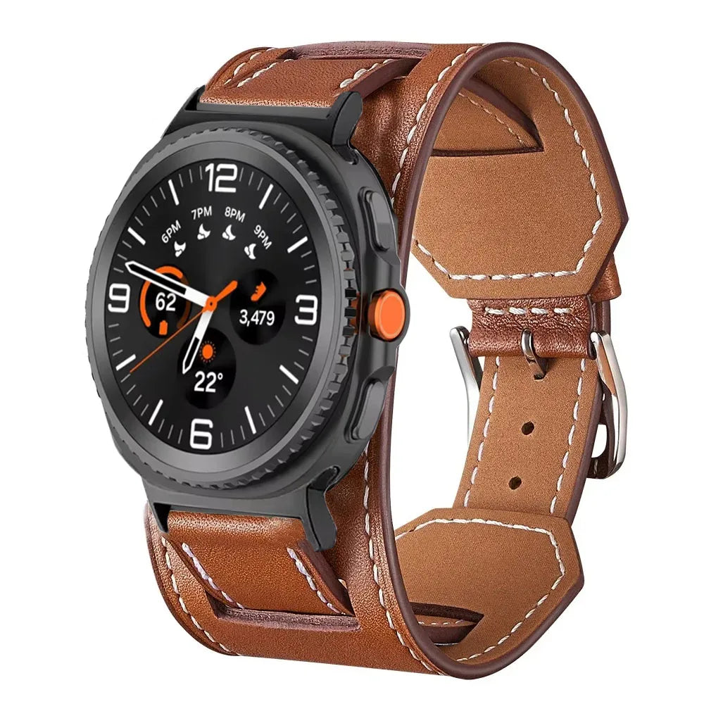 Samsung Galaxy Watch8, 9 & Ultra Leather Cuff Band
