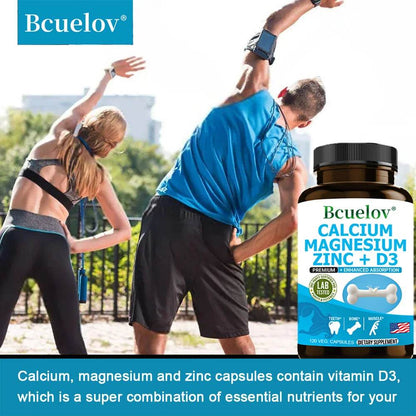 Calcium Magnesium Zinc Vitamin D3 Supplement, Helps Bones, Muscles and Nerve Function, Immune Function and Overall Health
