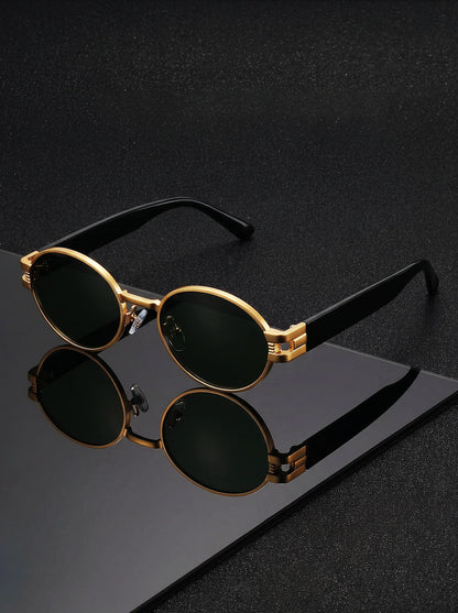 VIOLA MAG Retro Oval Sunglasses for Men Women, Vintage Small Round Polarized Sun Glasses, UV400 Protection Fashion Shades with F