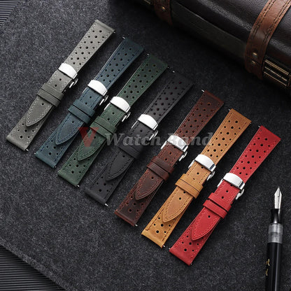 Samsung Galaxy Watch 7, 6, 5, 4 & FE Perforated Racing Leather Band