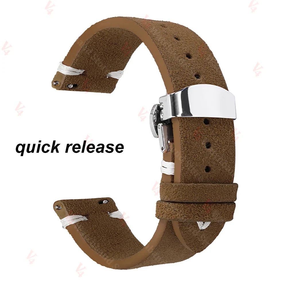 Samsung Galaxy Watch 7, 6, 5, 4 & FE Stitched Suede Band with Butterfly Clasp