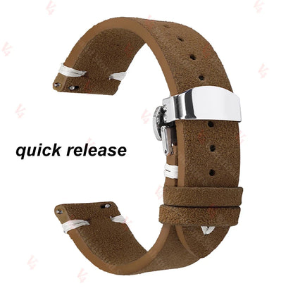 Samsung Galaxy Watch 7, 6, 5, 4 & FE Stitched Suede Band with Butterfly Clasp