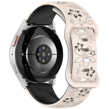 Samsung Galaxy Watch 7, 6, 5, 4 & FE Floral Engraved Silicone Band