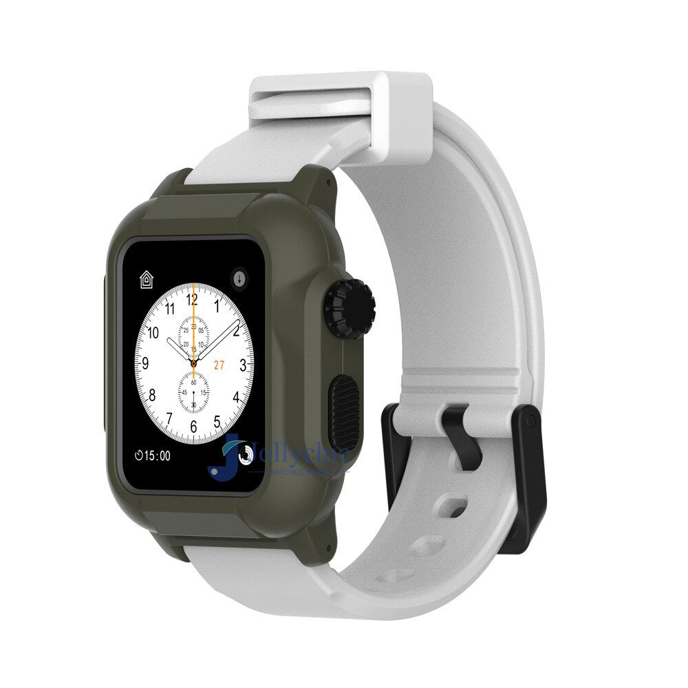 Silicone Band+Case For Apple Watch Strap