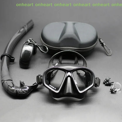 [C]Foldable Snorkel J-type Diving Mask With Camera Mount Tempered Glass Freediving Mask Snorkeling Set