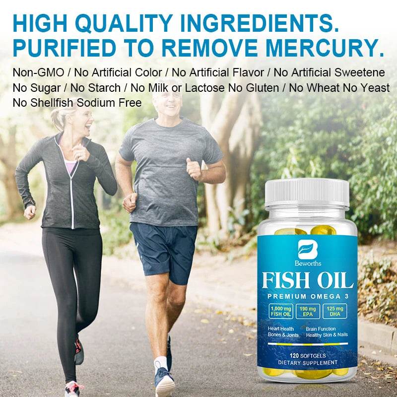 BEWORTHS Omega-3 Fish Oil Supplement High in EPA + DHA for Heart, Brain and Immune Support Nutrition Dietary Supplement