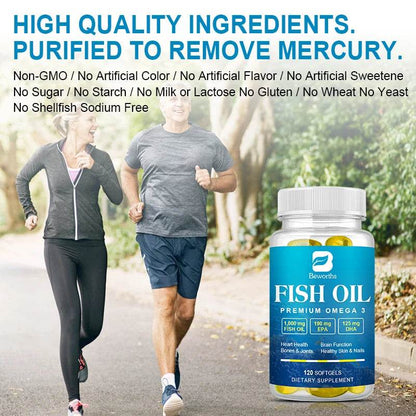BEWORTHS Omega-3 Fish Oil Supplement High in EPA + DHA for Heart, Brain and Immune Support Nutrition Dietary Supplement