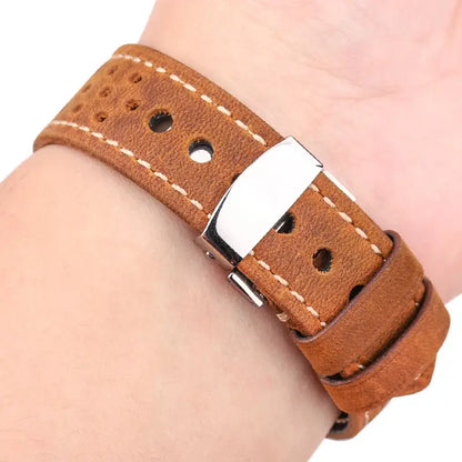 Suunto Race, Vertical & 9 Peak Perforated Leather Band, Folding Clasp