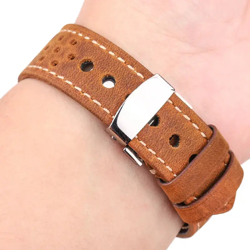 Huawei Watch & Watch GT Perforated Leather Band, Folding Clasp