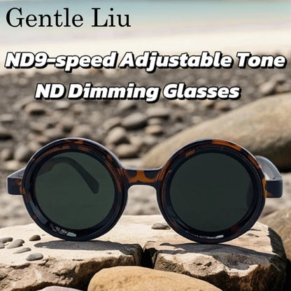 ND9 Adjustable Dimming Polarized Round Sunglasses Men 2026 Luxury Brand Punk Fishing Sun Glasses Outdoor Eyewear UV400 Shades