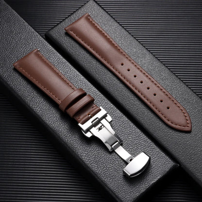 Samsung Galaxy Watch 7, 6, 5, 4 & FE Leather Band with Butterfly Clasp