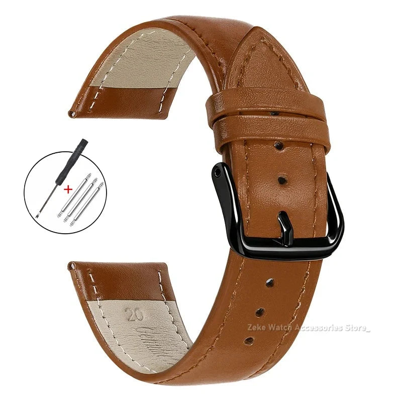 Samsung Galaxy Watch 7, 6, 5, 4 & FE Slim Calfskin Band, Spring Bars & Tool