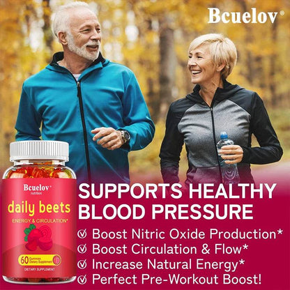 Beetroot Gummies - with Grapeseed and Anthocyanins - Energy, Circulation and Heart Health, Blood Pressure Support, Antioxidants