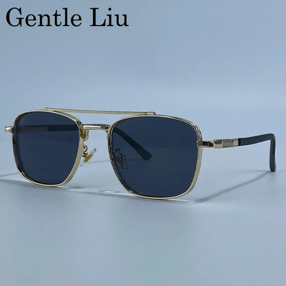 2026 Luxury Square Sunglasses Men Retro Double Bridge Metal Frame Driving Eyewear Vintage Sun Glasses For Male Outdoor Shades
