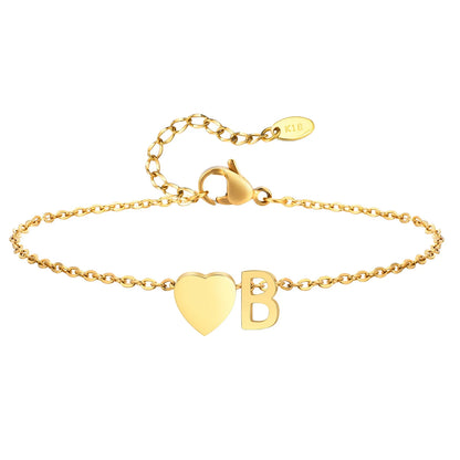 Women Heart Initial Stainless Steel Personalized Anklet Bracelets