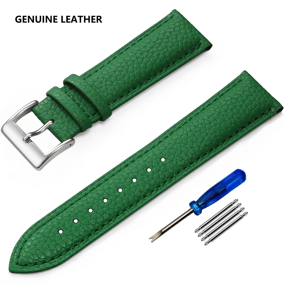 Samsung Galaxy Watch 7, 6, 5, 4 & FE Grained Leather Band, Spring Bars & Tool